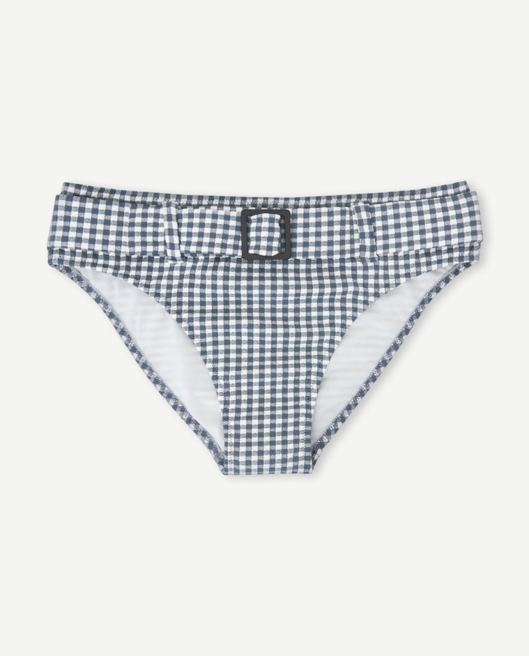 Braguita de bikini estampado cuadros Vichy azul y blanco