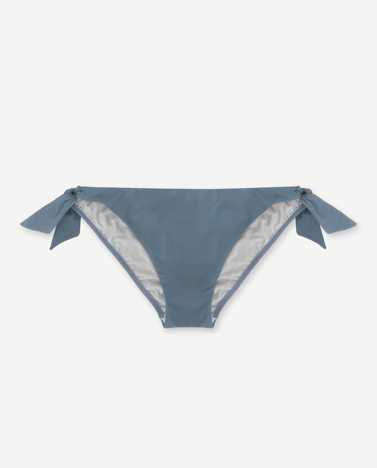 Braguita de bikini lisa azul grisáceo con lazos laterales