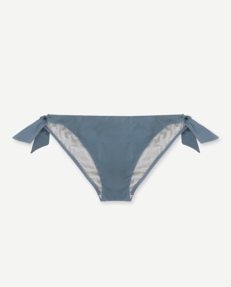 Braguita de bikini lisa azul grisáceo con lazos laterales