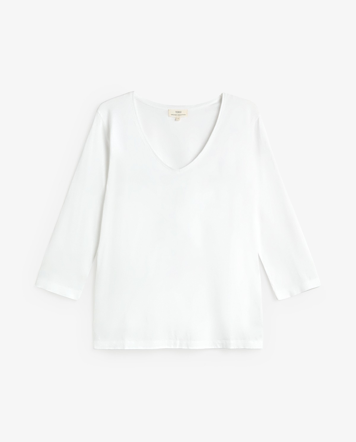 Camiseta básica escote pico en color blanco 6