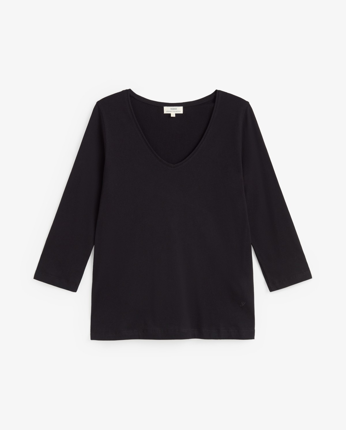 Camiseta básica escote pico en color negro 6