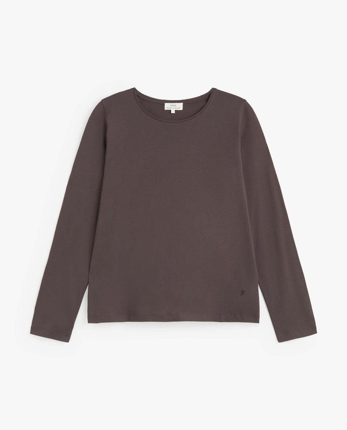 Camiseta básica manga larga en color marrón oscuro 6