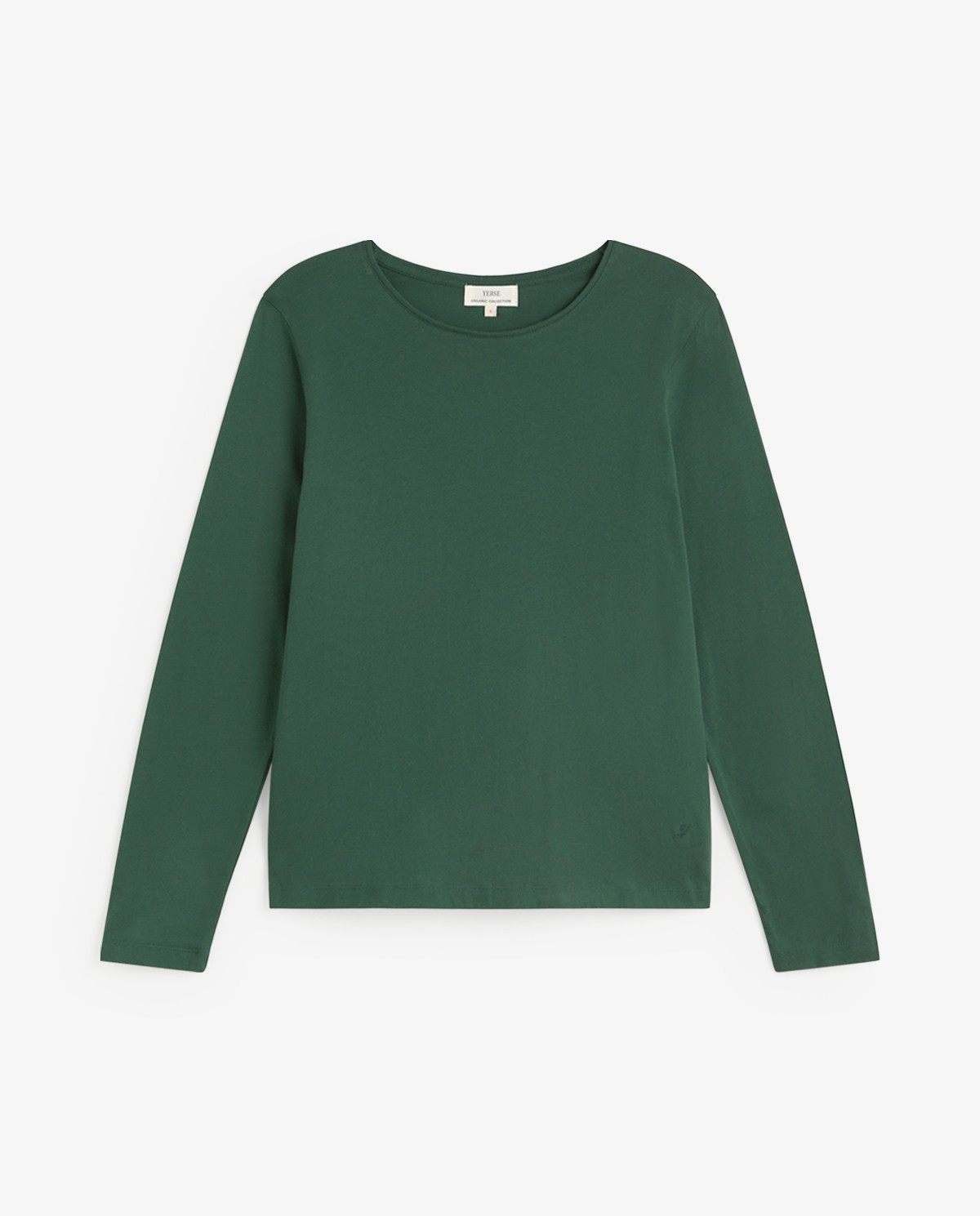Camiseta básica manga larga en color verde oscuro 5
