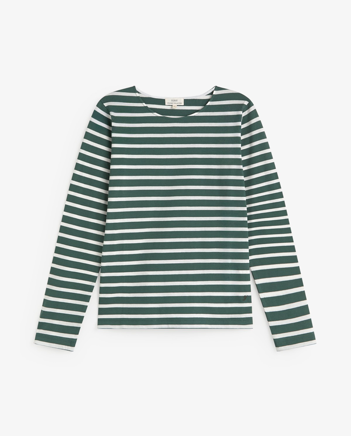 Camiseta rayas algodón orgánico en color verde y crudo 4