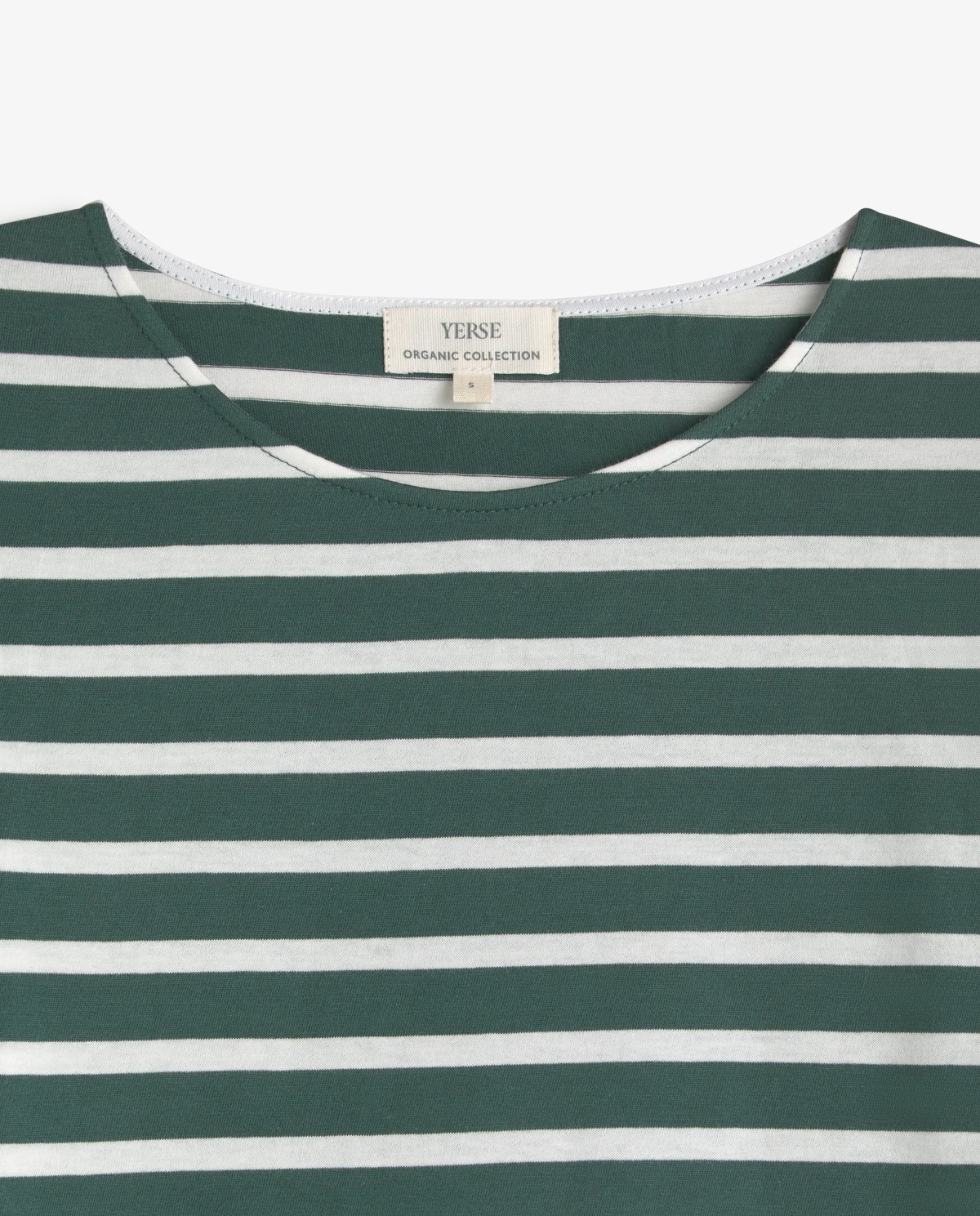 Camiseta rayas algodón orgánico en color verde y crudo 5