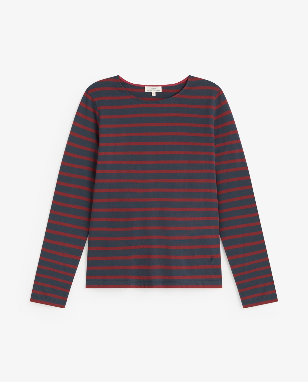 Camiseta rayas algodón orgánico en color azul y rojo 4