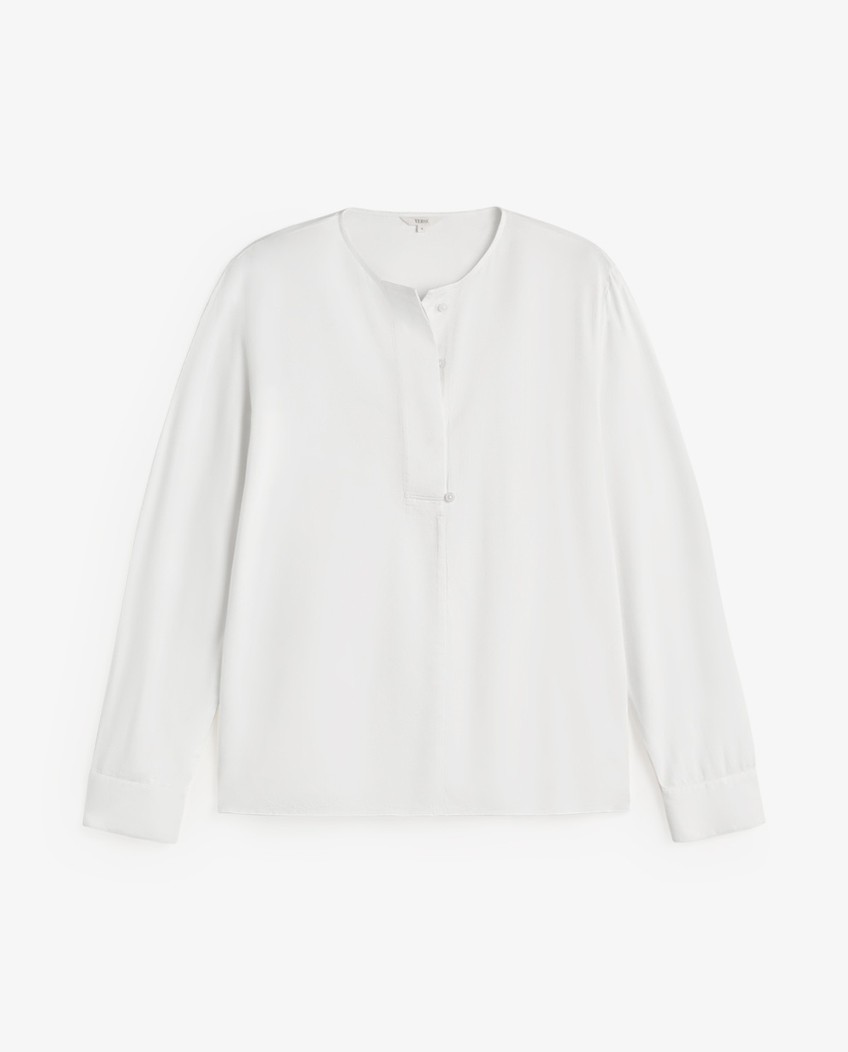 Camisa fluida bimateria en color blanco roto 7