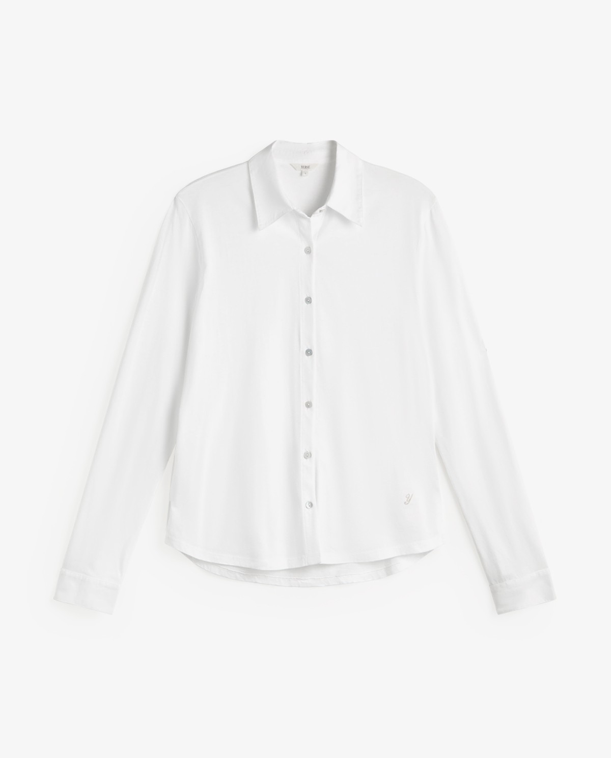 Camisa bimateria popelín en color blanco, vista frontal con detalle del tejido 8