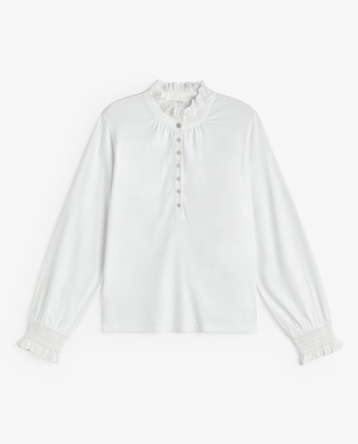 Camisa romántica blanca de algodón para mujer 5