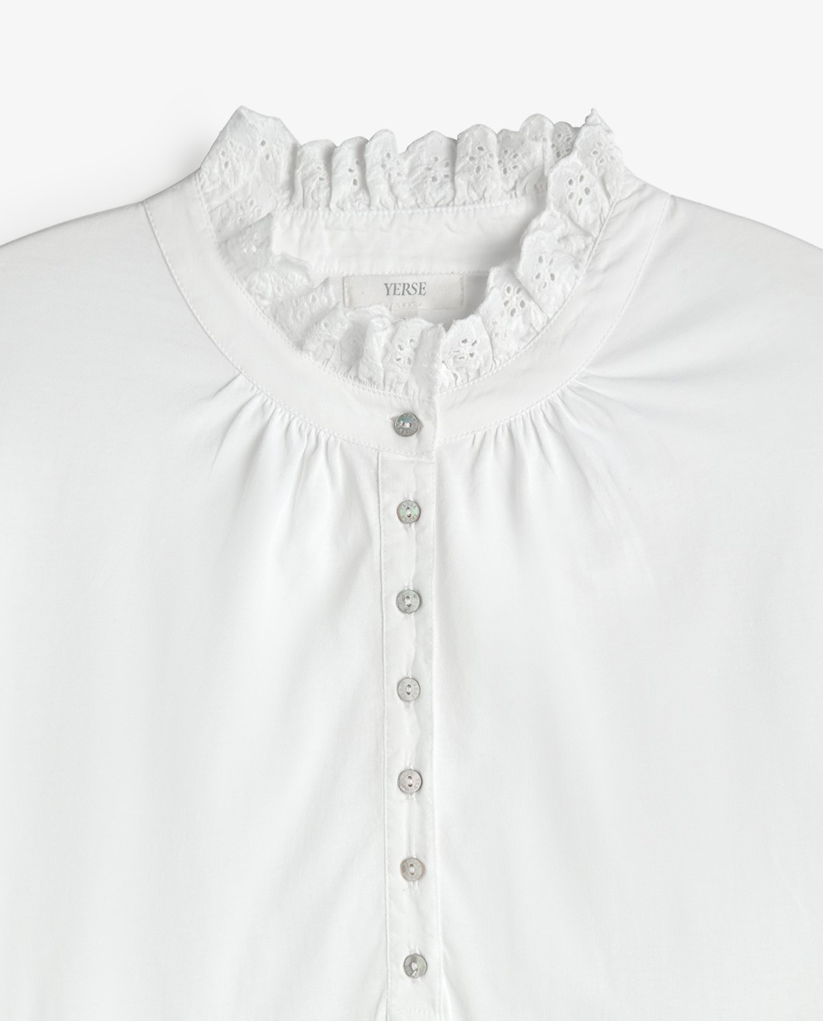 Camisa romántica blanca de algodón para mujer 6