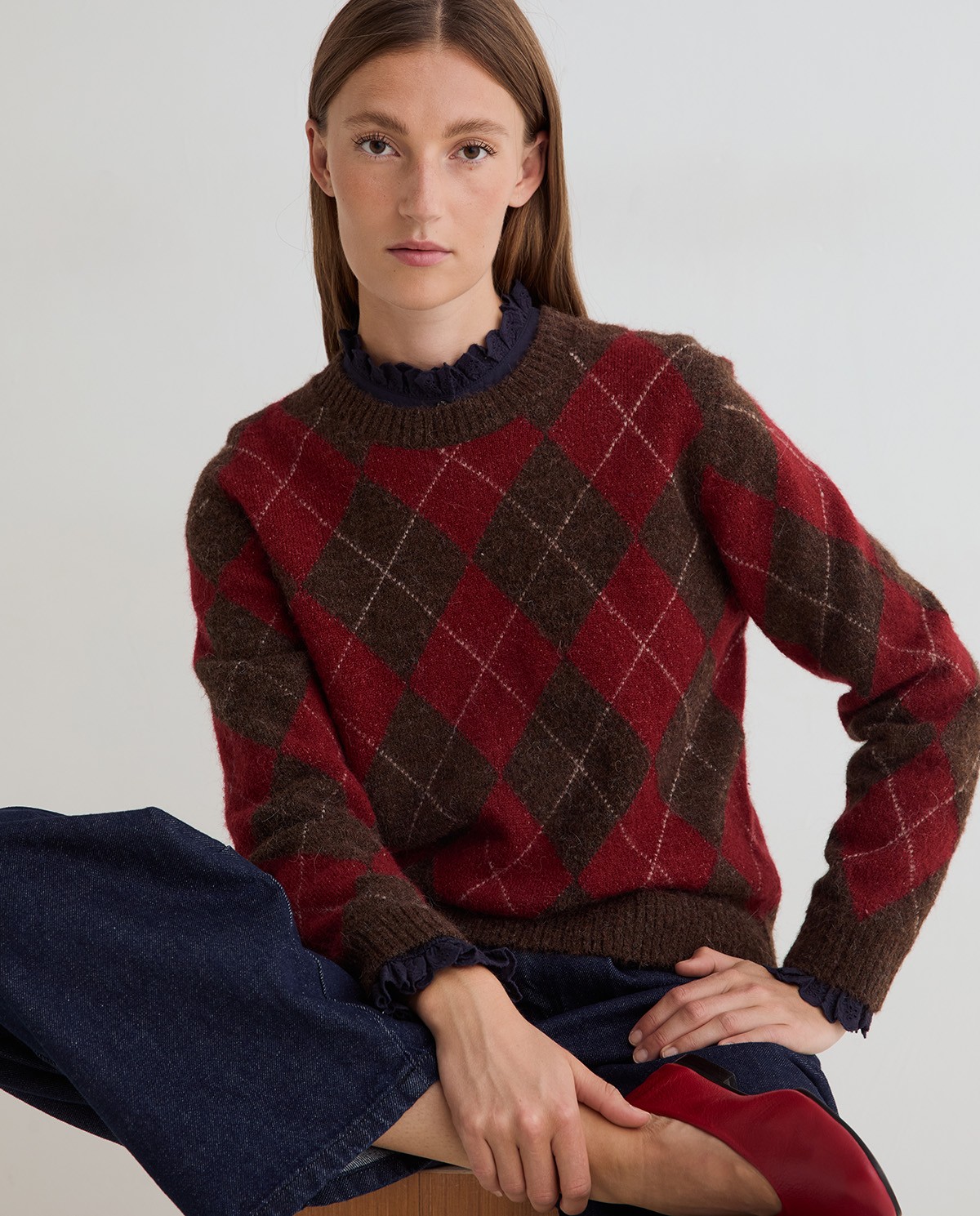 Camisa romántica azul oscuro para mujer 5