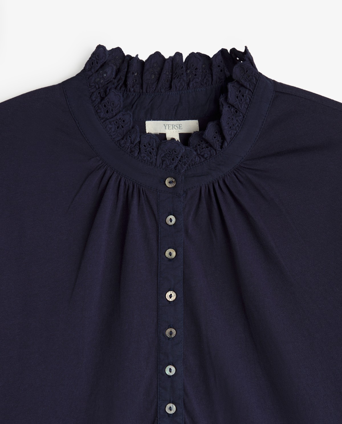 Camisa romántica azul oscuro para mujer 7
