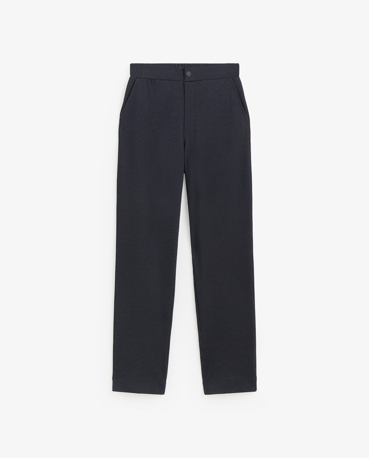 Pantalón recto de raya diplomática, vista frontal con detalle del tejido jacquard 7