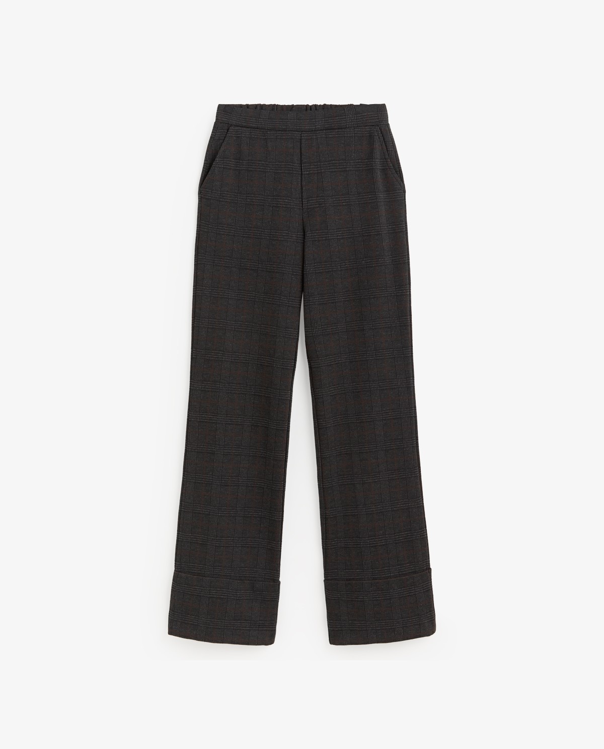 Women's dark grey check knit trousers 5