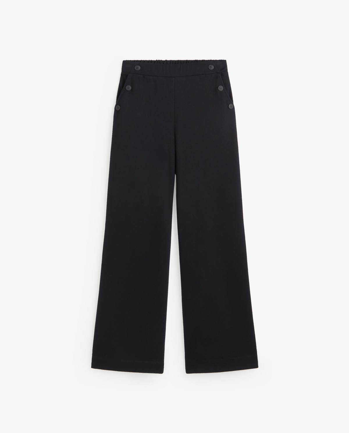 Pantalón ancho de punto azul marino para mujer 4