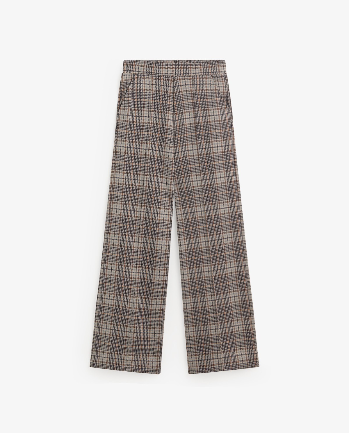 Wide-leg trousers in multicolour checks, front view with jacquard fabric detail 6