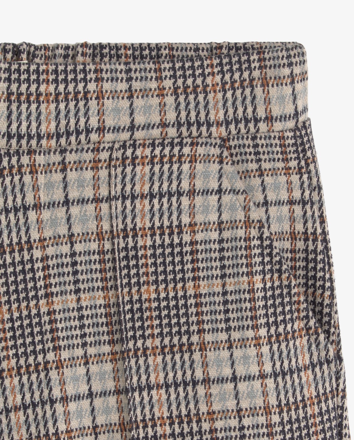 Wide-leg trousers in multicolour checks, front view with jacquard fabric detail 7