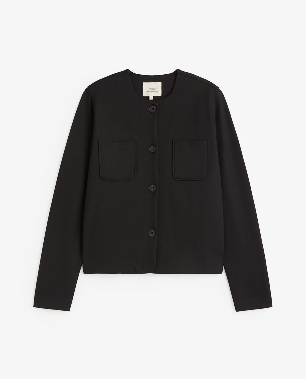 Chaqueta corta de punto negra para mujer 7
