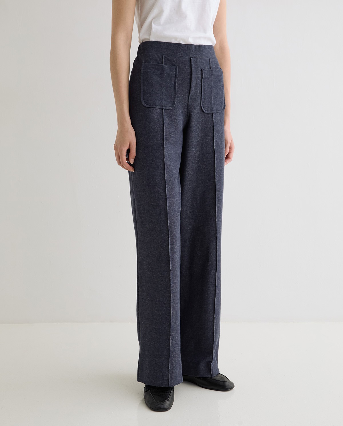 Pantalón punto efecto denim en color índigo 2
