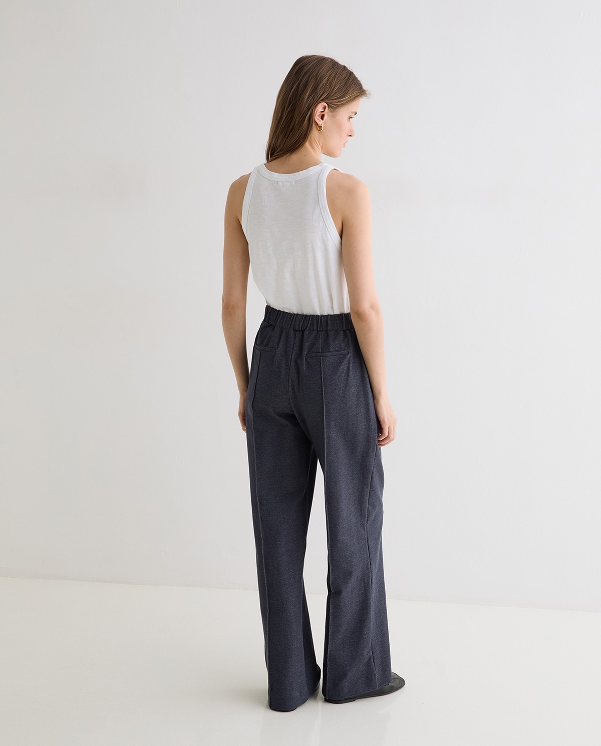 Pantalón punto efecto denim en color índigo 4