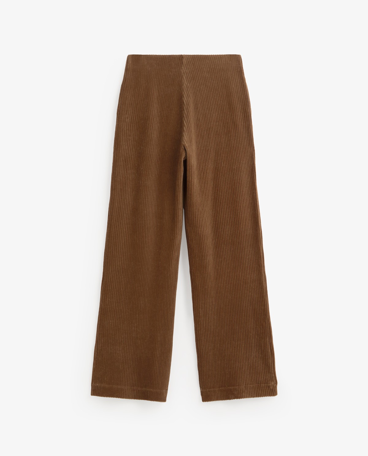 Camel wide-leg corduroy trousers, front view with corduroy fabric detail 8