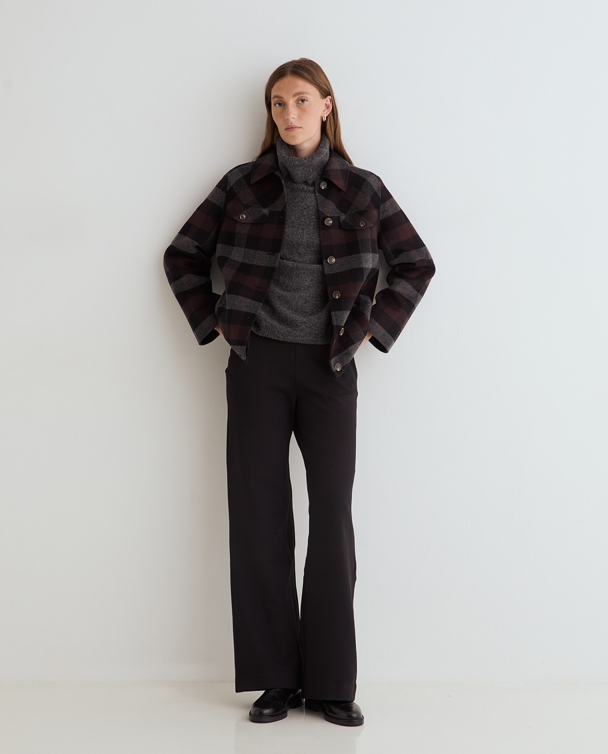 Pantalón ancho de punto negro