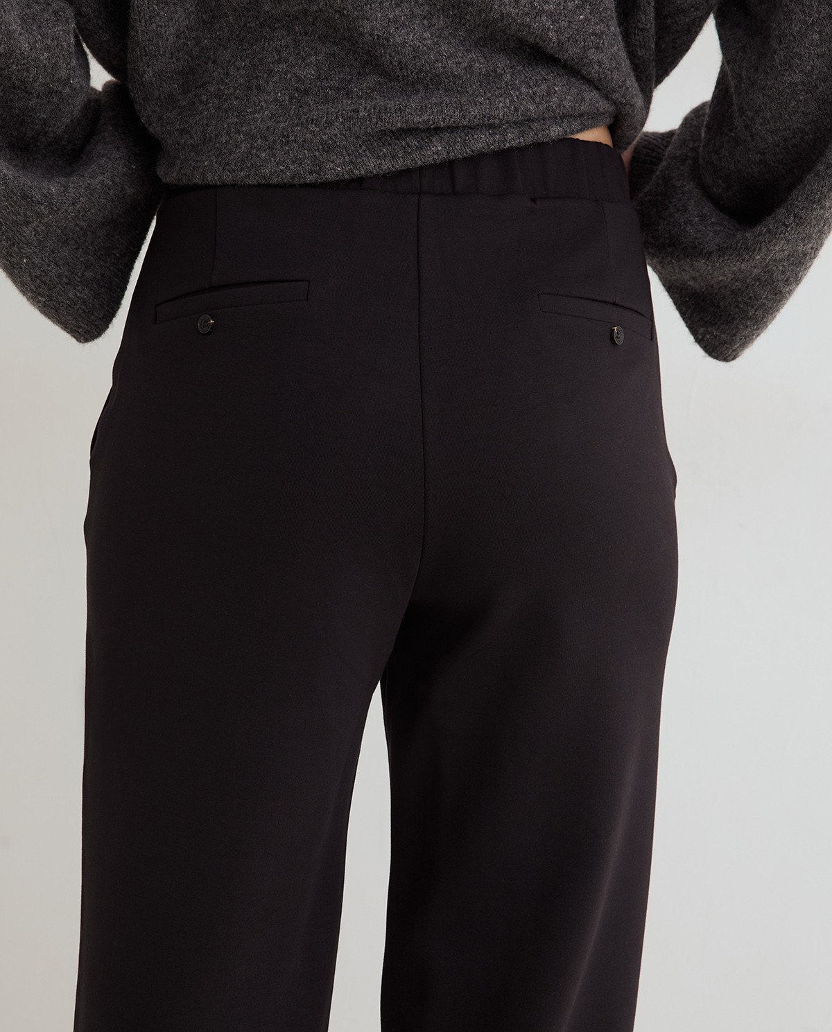 Pantalón ancho de punto negro 4