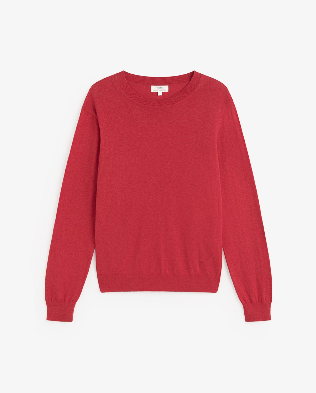 Jersey de punto fino en color rojo, vista frontal con detalle del tejido 5