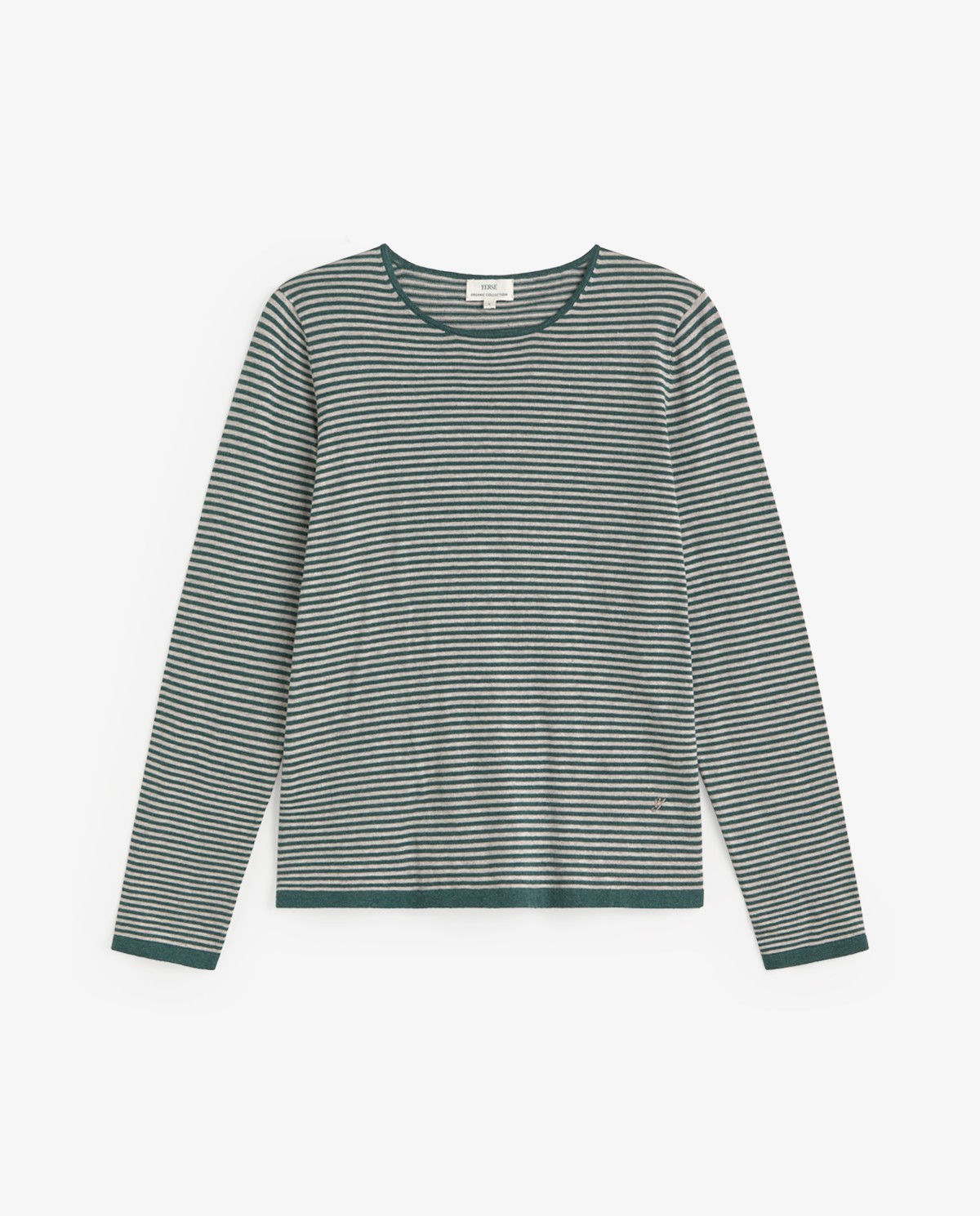 Jersey de rayas de punto fino en verde y beige 7