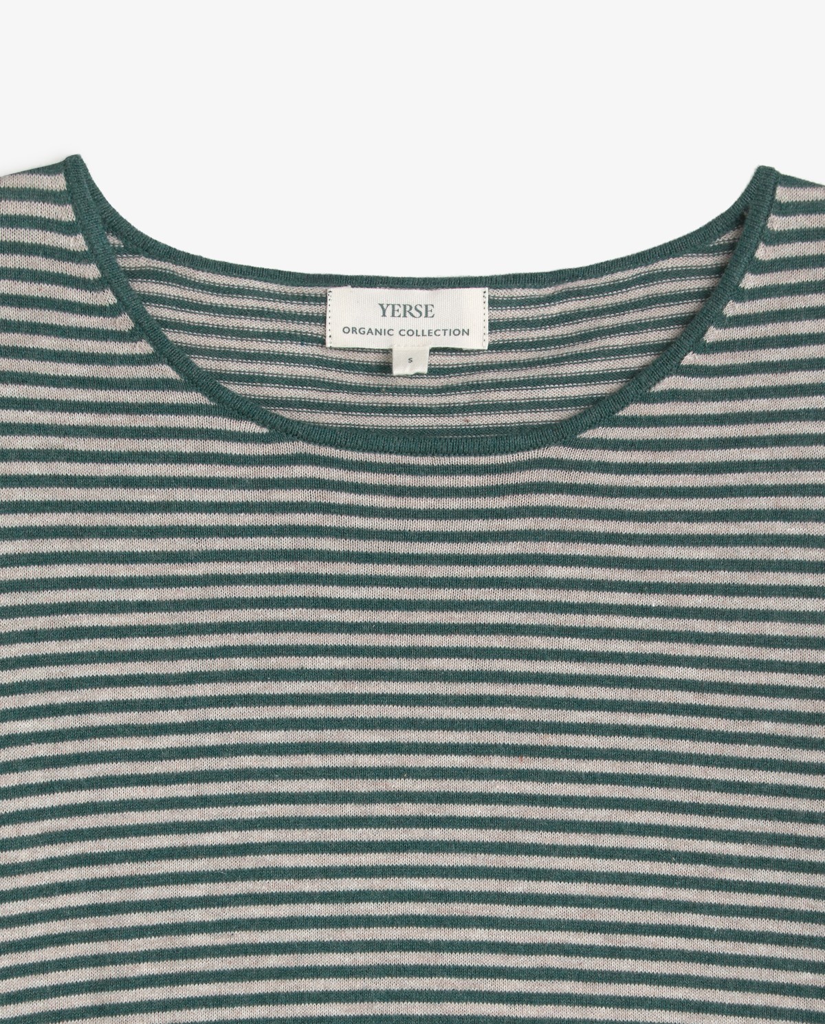 Jersey de rayas de punto fino en verde y beige 8