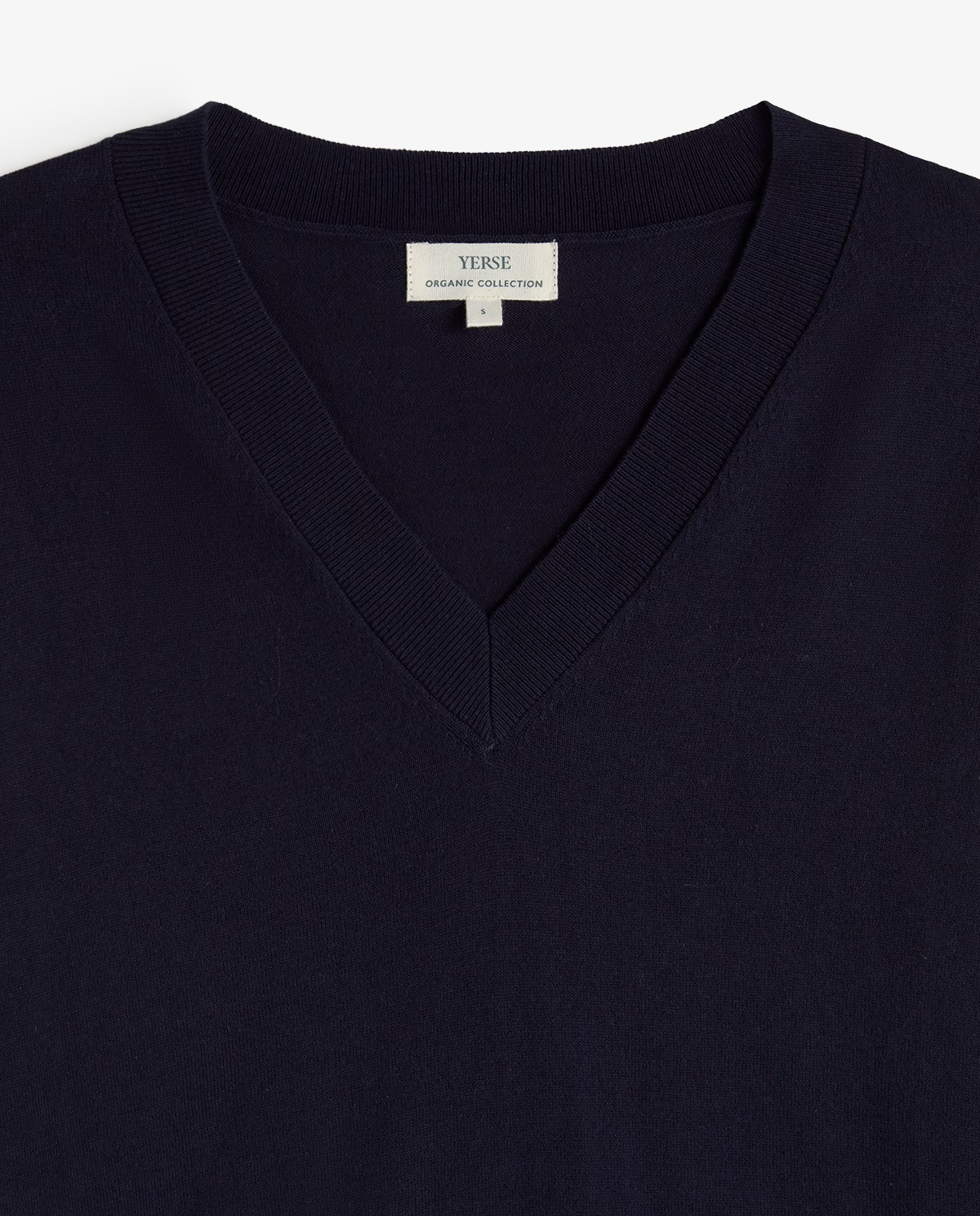 Jersey de punto fino con escote pico en azul oscuro 7