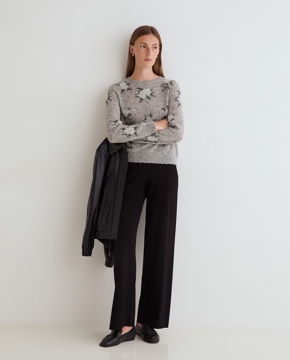 Pantalones de punto rectos negros