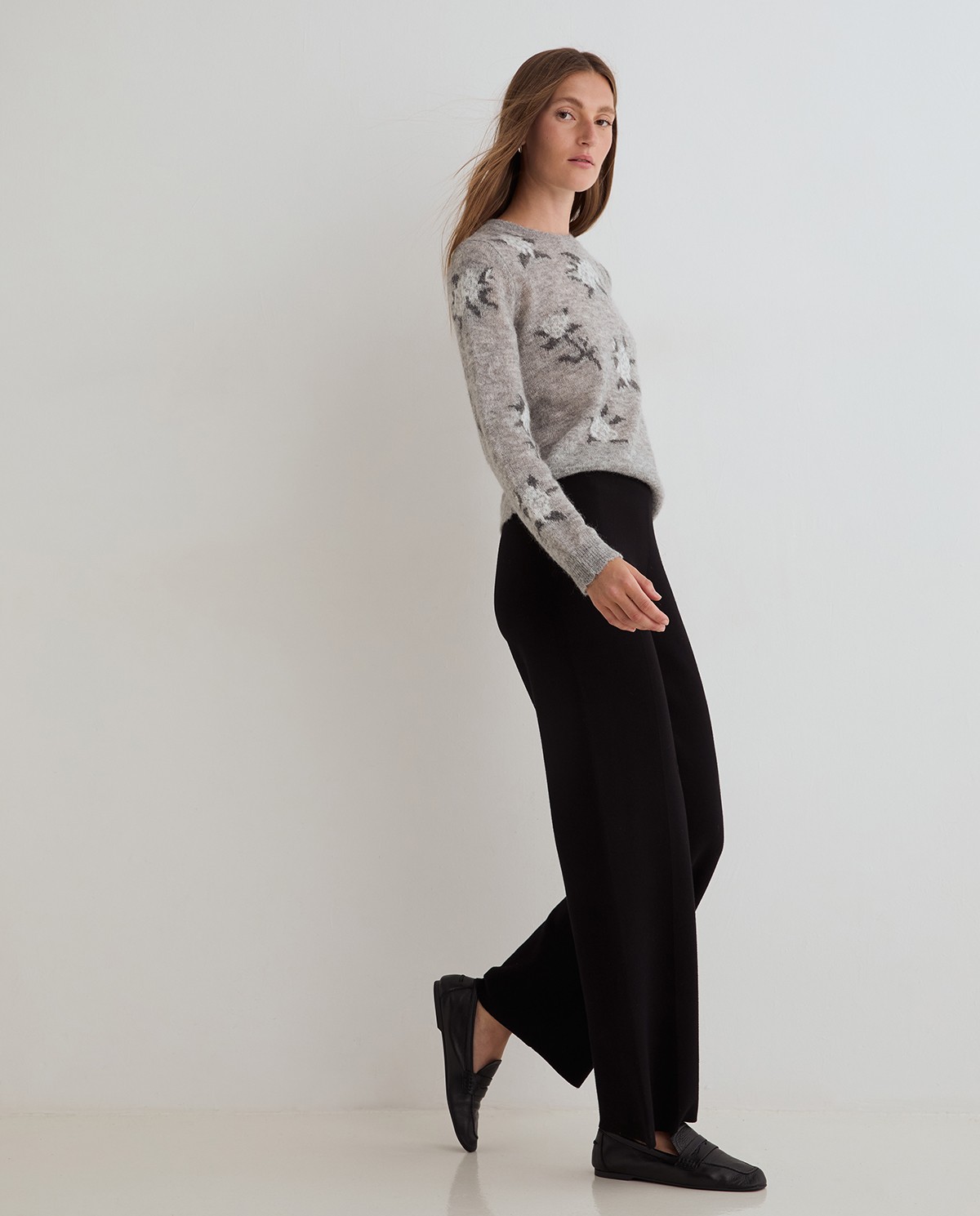 Pantalones de punto rectos negros 1