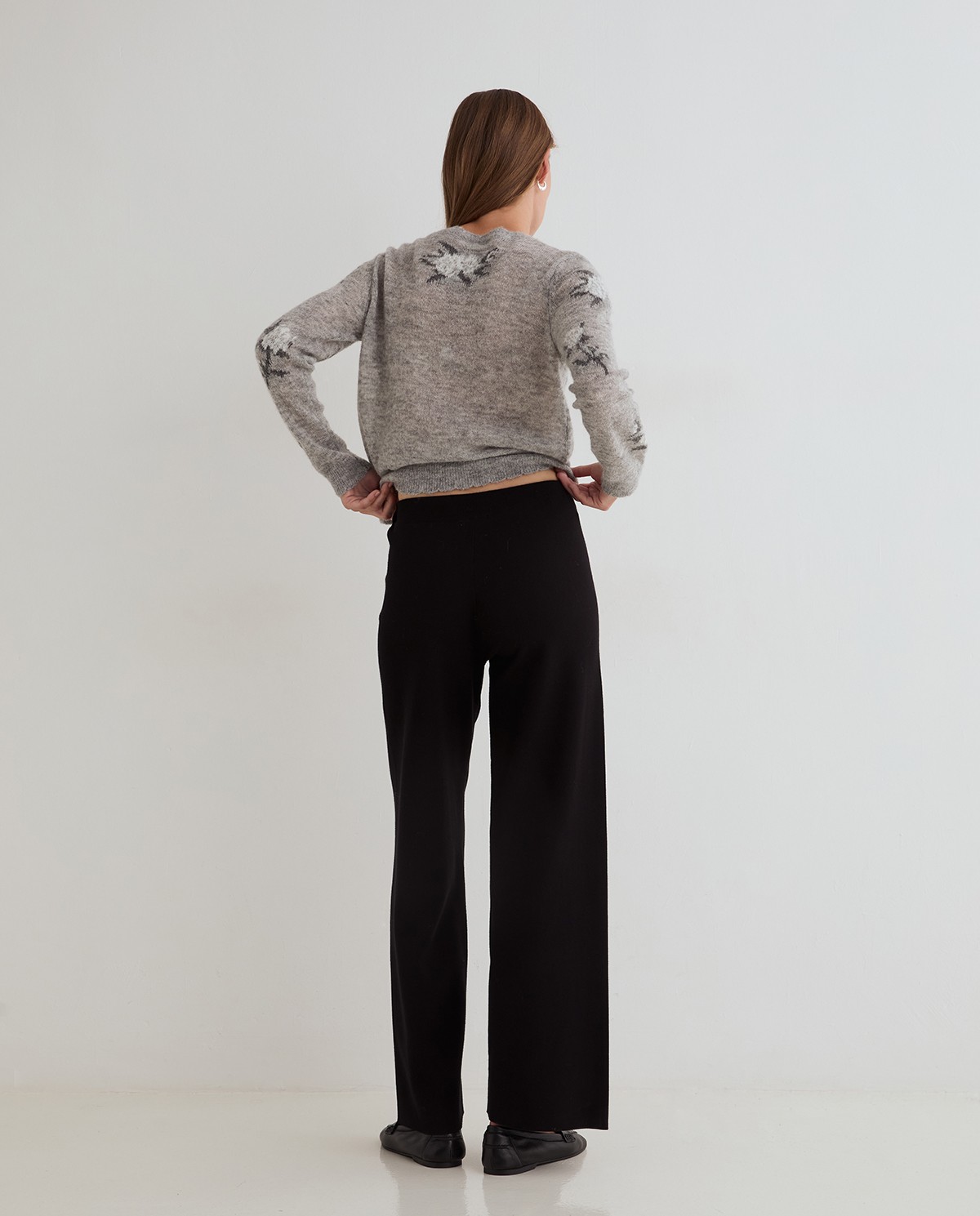 Pantalones de punto rectos negros 4