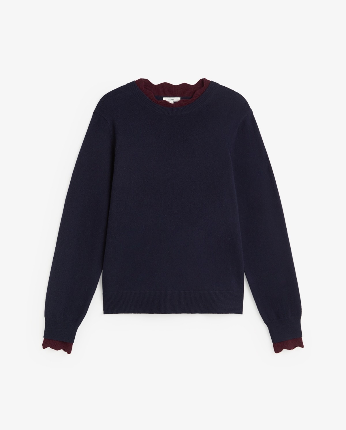 Jersey de punto azul y granate con detalles en contraste 7