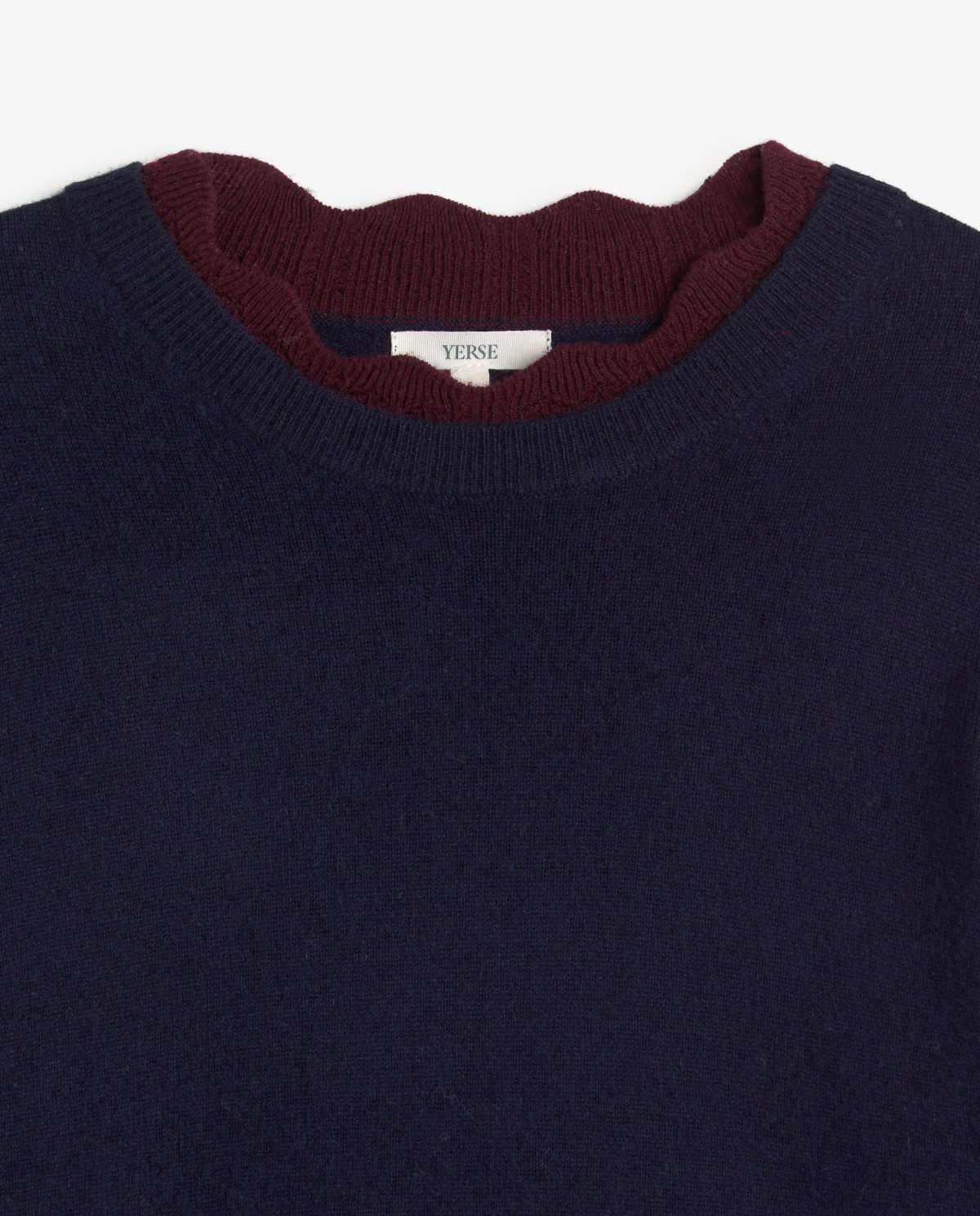 Jersey de punto azul y granate con detalles en contraste 8