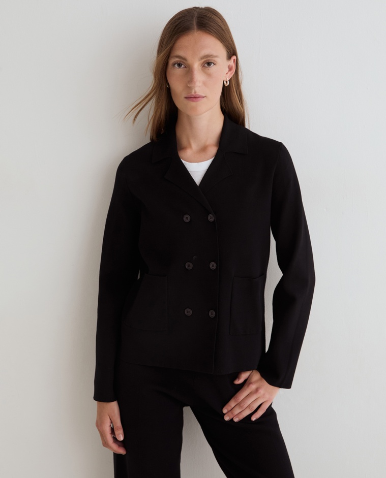 Veste en maille à double boutonnage noire