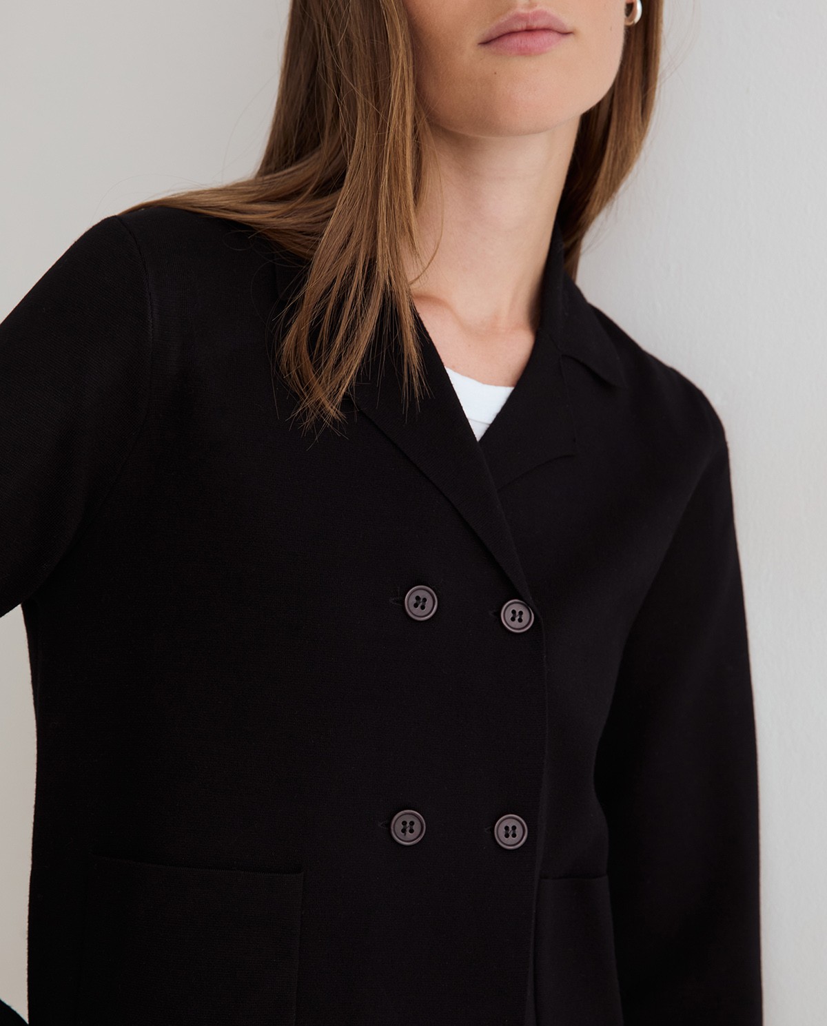Veste en maille à double boutonnage noire 1