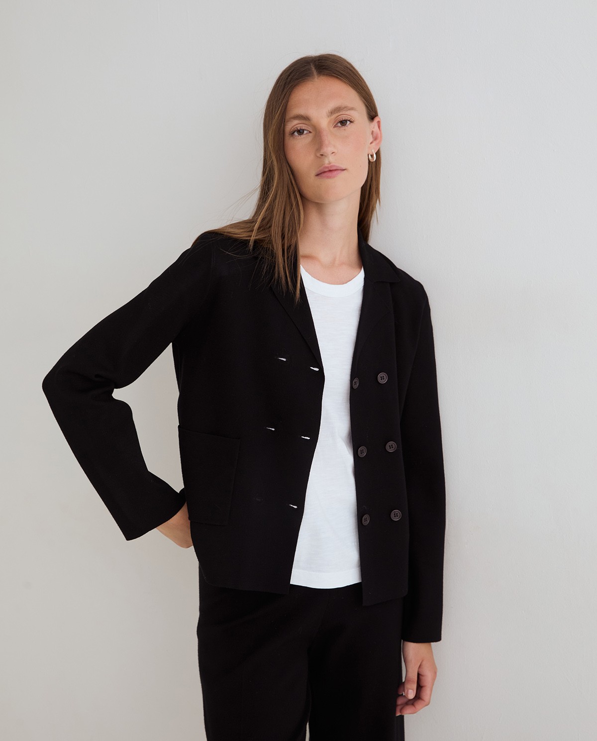 Veste en maille à double boutonnage noire 2
