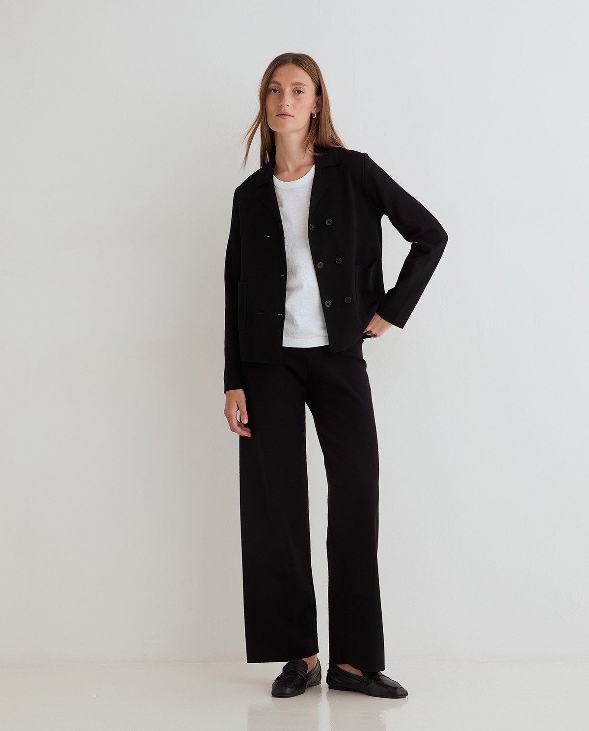 Veste en maille à double boutonnage noire 4