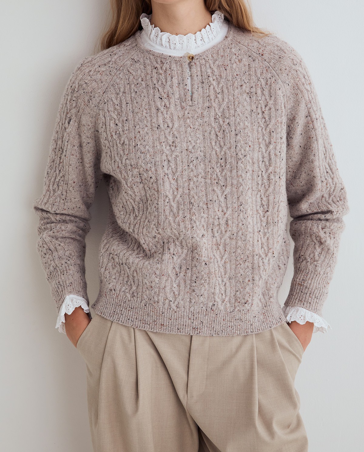 Jersey tweed trenzado crudo
