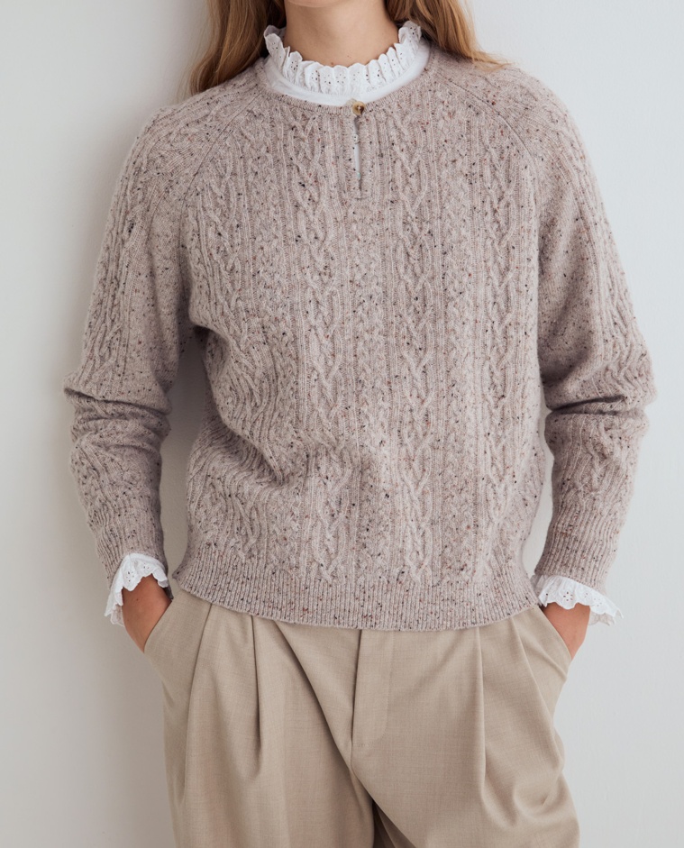 Jersey tweed trenzado crudo