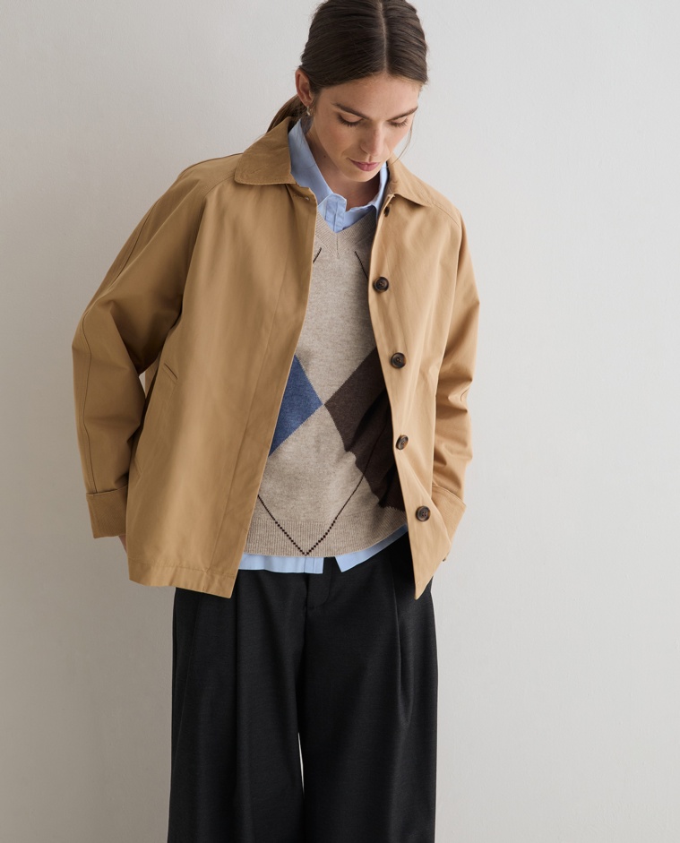Gabardina corta beige