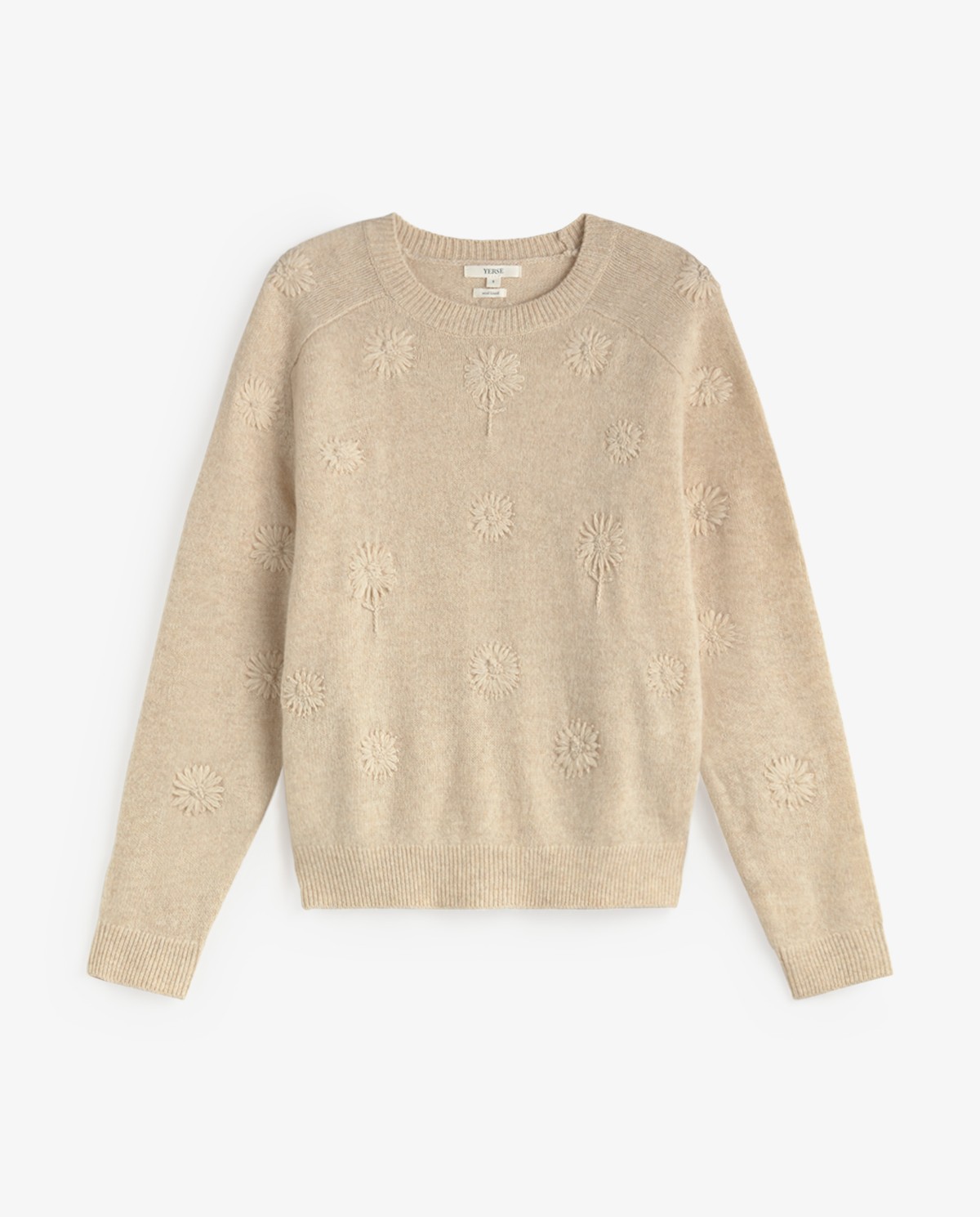 Jersey de lana con flores bordadas crudo 5