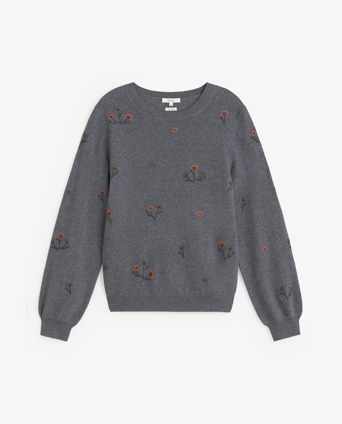 Jersey bordado de flores gris 5