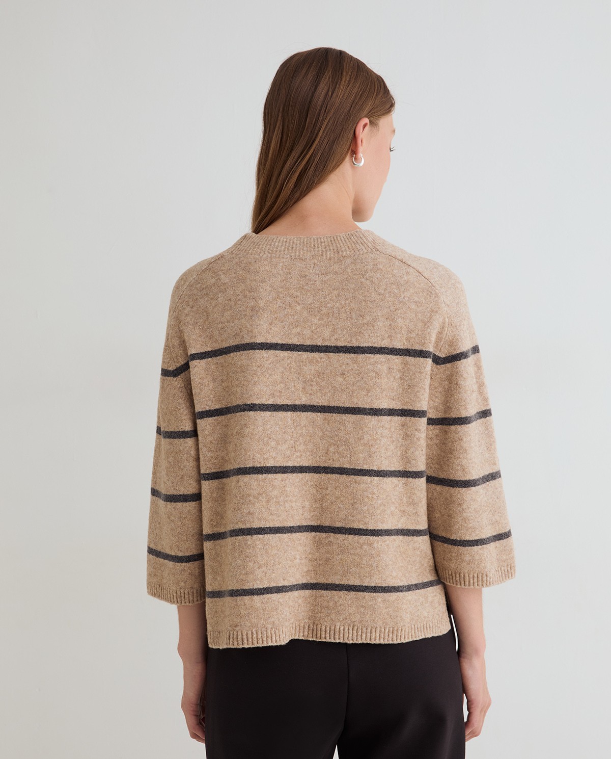 Jersey de punto manga francesa rayas crudo y gris 4