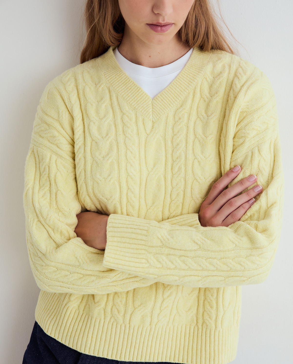 Jersey de punto trenzado amarillo 3