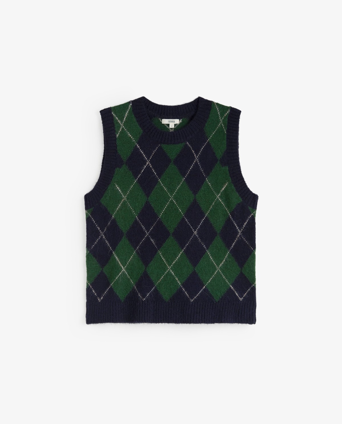 Chaleco de punto rombos verde y azul 8