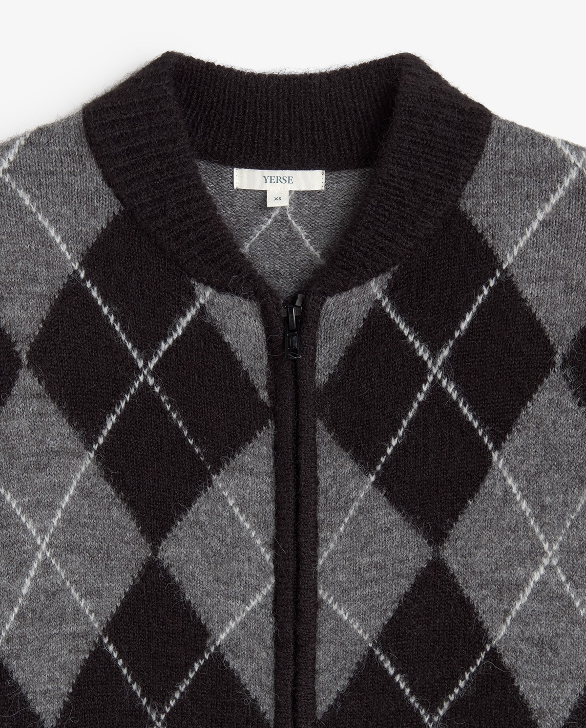 Cárdigan de punto rombos gris y negro 4