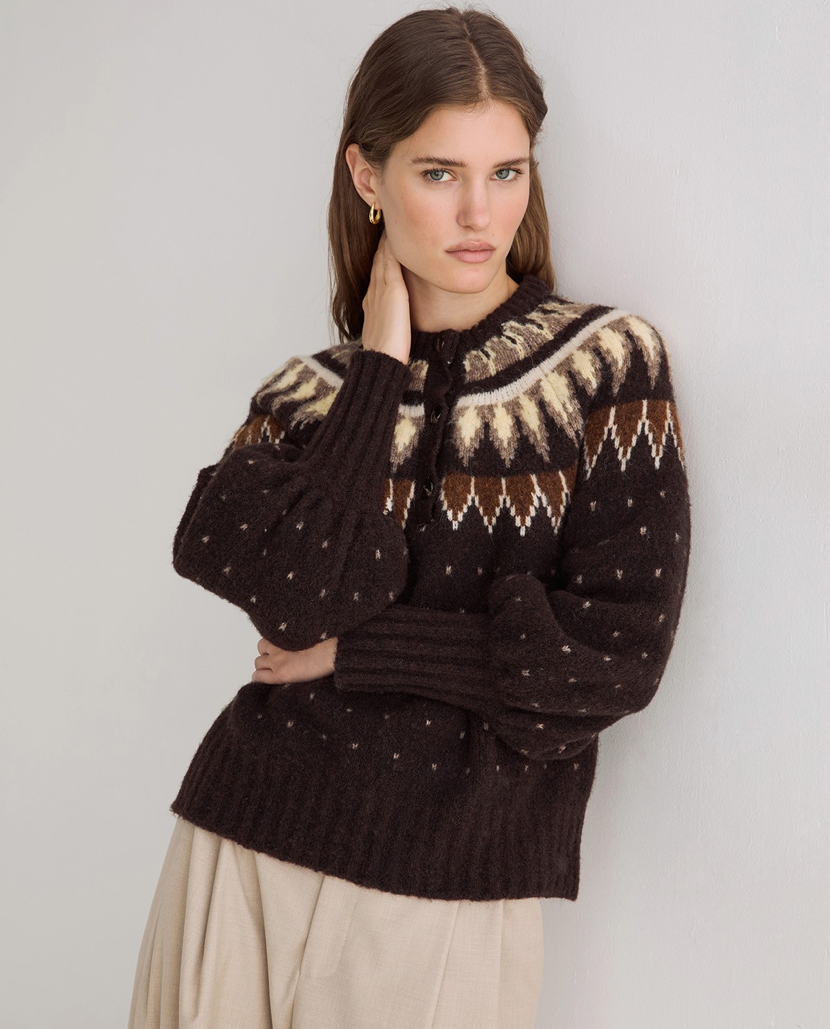 Jersey jacquard nórdico multicolor chocolate 4